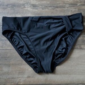 Be Creative Solid Black Faux Wrap Bikini Bottom